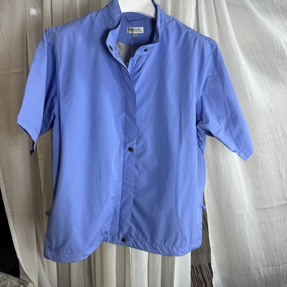 Monterey Club Ladies Short Sleeve Lightweight Rainwear Blue Full Zip and Sn